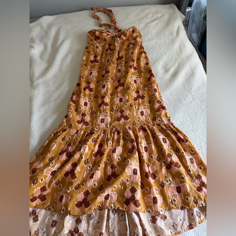 Aerie yellow high low halter maxi boho dress